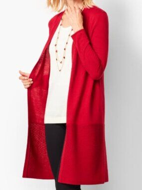Talbots 100% Merino Wool Red Cardigan